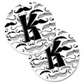 Carolines Treasures Letter K Moustache Initial Set of 2 Cup Holder Car Coaster CJ2009-KCARC